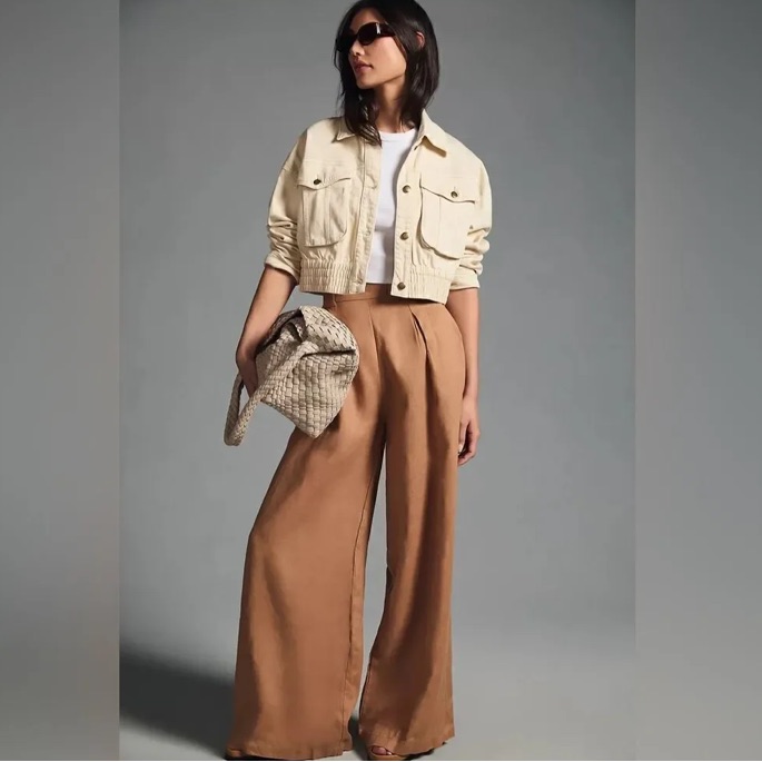 Rumer The Label Pepper Linen Wide Leg Pants In Camel